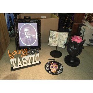 Lot of 5 New Halloween Decor Trinket Skull Black Heart Poison Apple Book Hanging